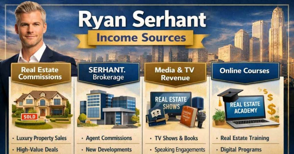 Ryan Serhant income sources real estate brokerage education