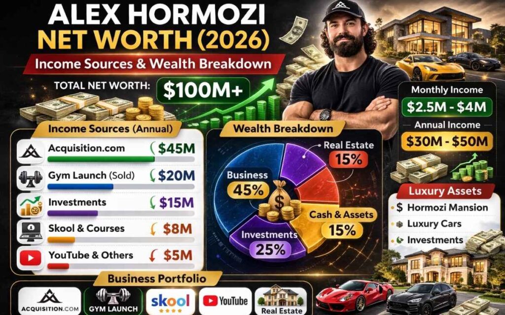 Alex Hormozi net worth 2026 income sources and business empire breakdown