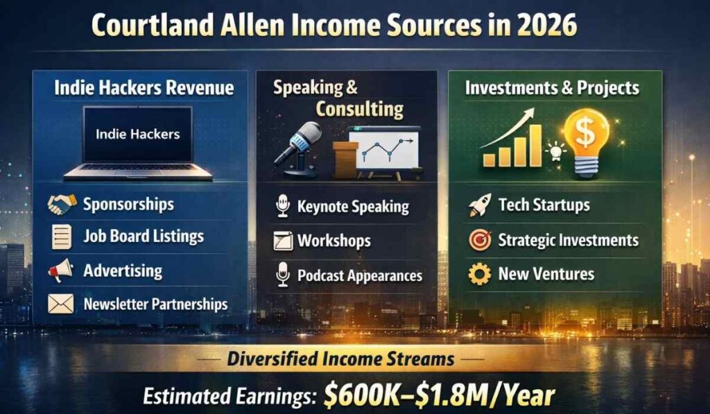 how Courtland Allen makes money through Indie Hackers and online business