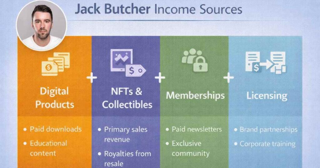 Jack Butcher income sources digital products NFTs memberships and licensing