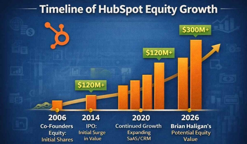 Brian Halligan HubSpot equity and net worth growth chart 2006-2026