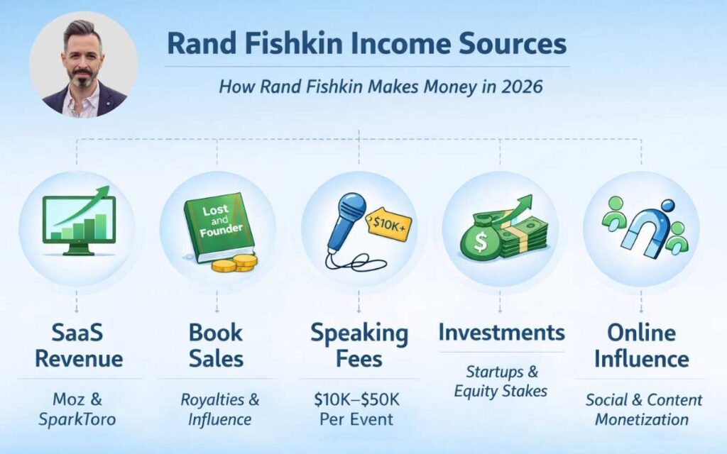 Rand Fishkin income sources SaaS books speaking revenue