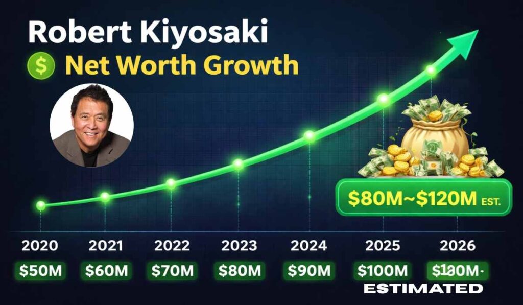 Robert Kiyosaki net worth growth chart 2020 to 2026