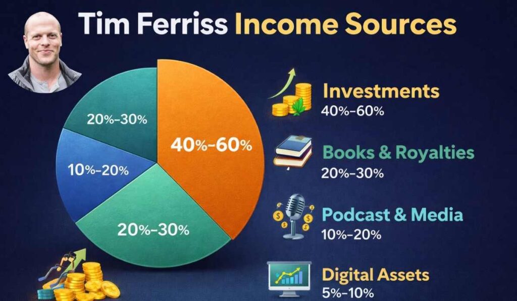 Tim Ferriss income breakdown investments books podcast