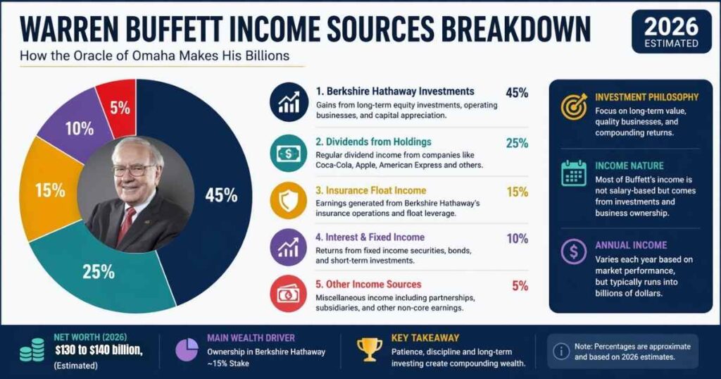 Warren Buffett income sources breakdown 2026 dividends investments Berkshire profits