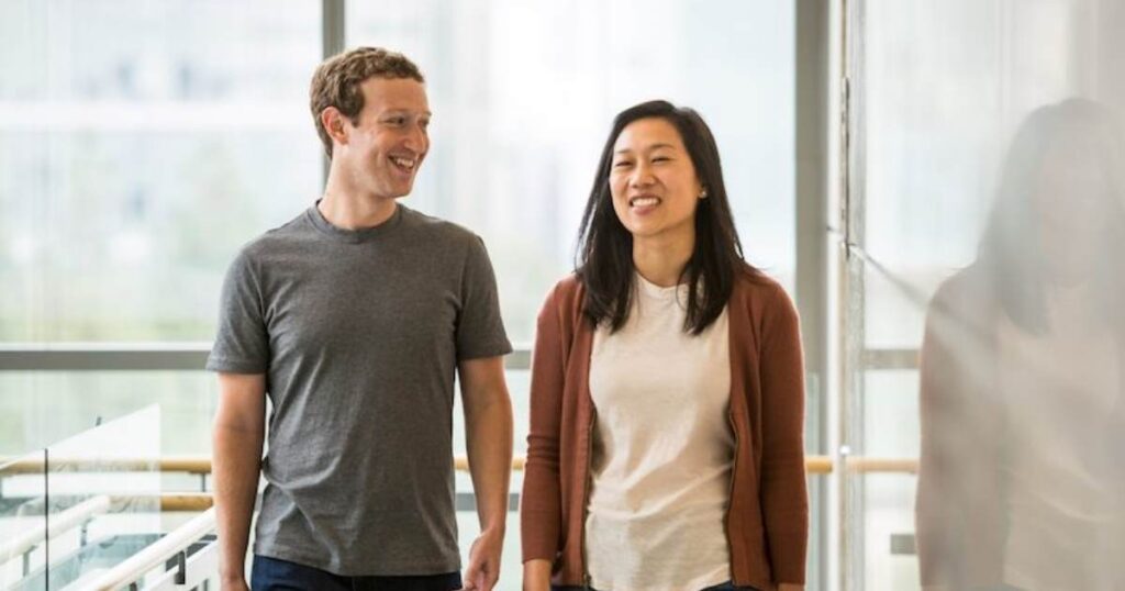 Priscilla Chan with Mark Zuckerberg at public event, co-founders of Chan Zuckerberg Initiative focused on philanthropy, education, and healthcare innovation