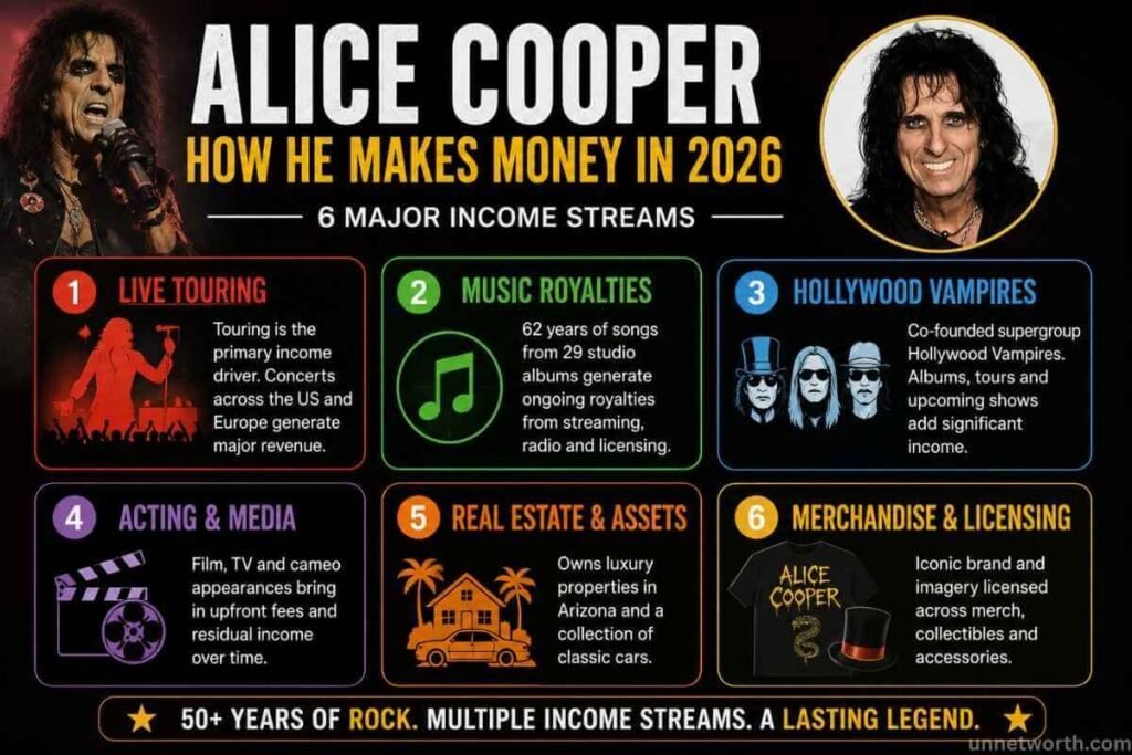 Alice Cooper Income Sources Infographic