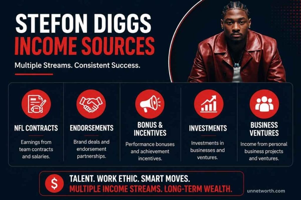 Stefon diggs income sources infographic